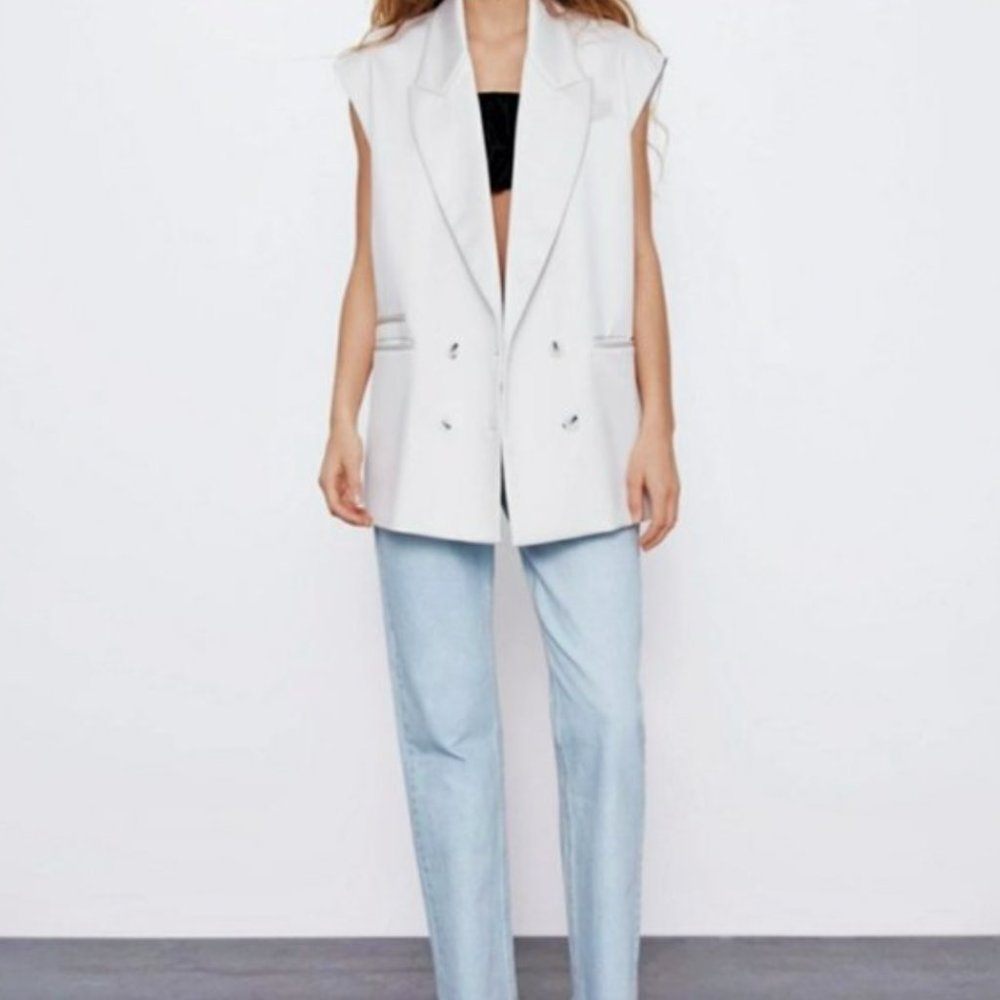 Zara Poly Oversized Sleeveless Blazer